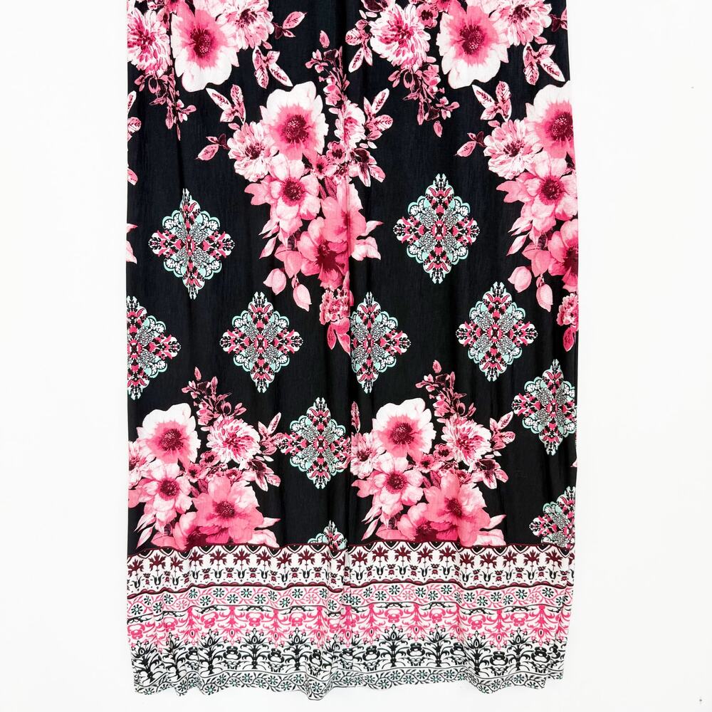 Three Pink Hearts Sleeveless Black & Pink Floral Blouson Maxi Dress Women's XL - Picture 6 of 13